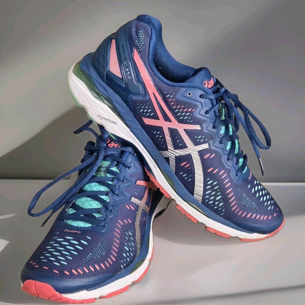 B4 Asics T696N GEL Kayano 23 Women's US 10.5 Running Athletic Shoes Blue Green